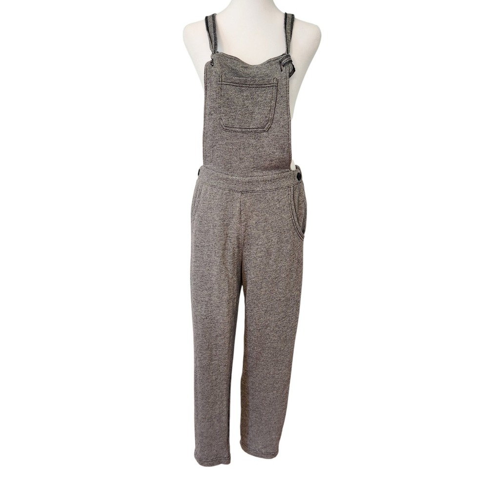 Aerie Boho Campus Overall Jumpsuit Front Bib Cottagecore Gray Knitwear Size M